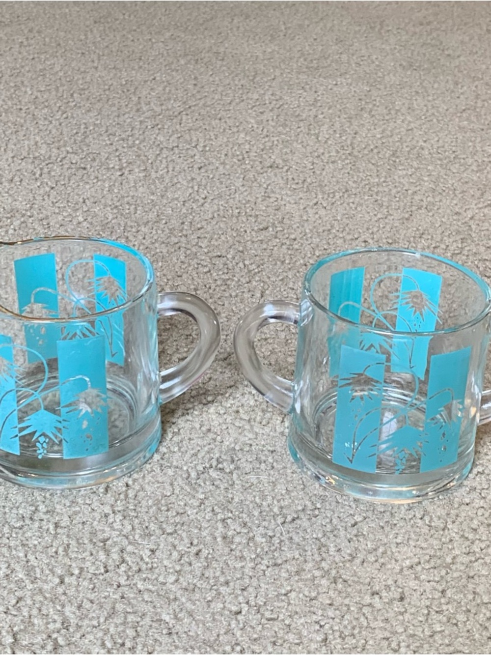 Vintage Bartlett Collins MCM Aqua Daisy Flower Power Sugar Bowl & Creamer Set